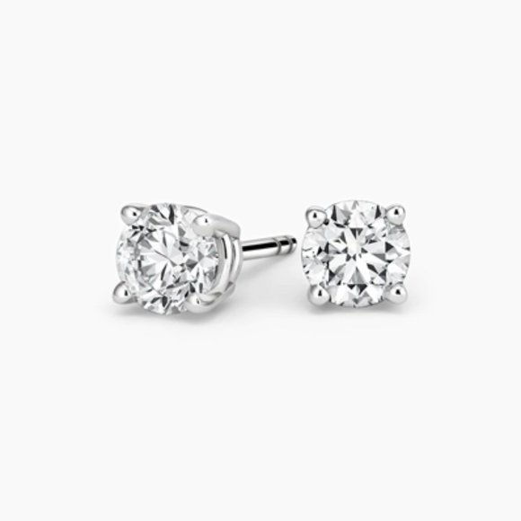 1.0 CTW Round Excellent Cut Four Prong Solitaire Stud Earrings14k Gold - Picture 3 of 5